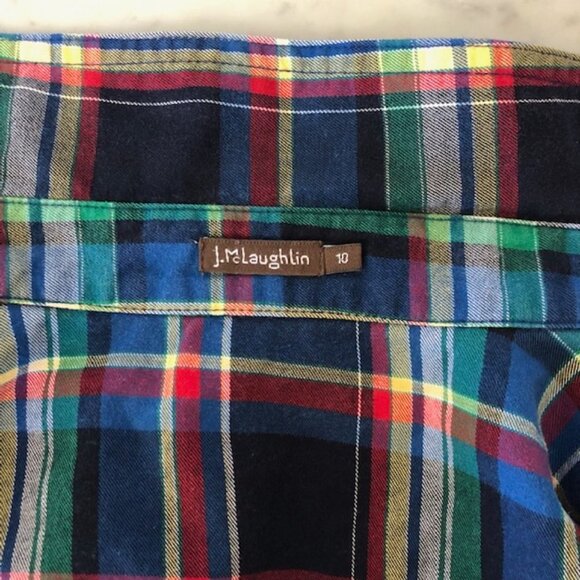 J. McLaughlin Cotton Plaid Long Sleeve Shirt 10 - Picture 9 of 14